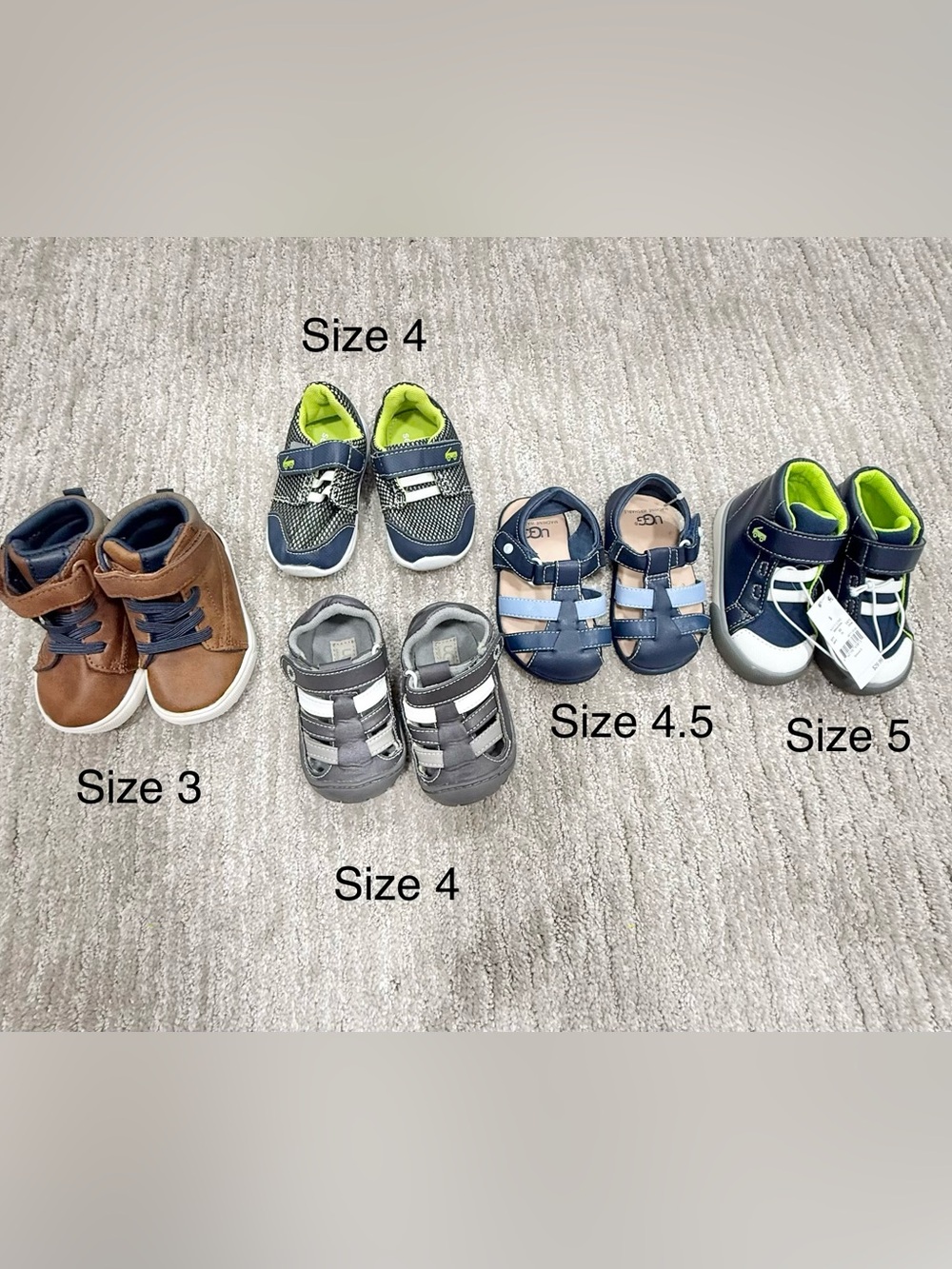 Toddler Boy Shoe Lot (Sizes 3, 4, 4.5, 5) UGG, See Kai Run, Wonder Nation